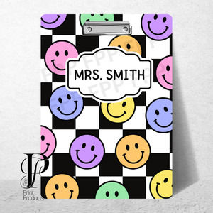 Retro Smiley Face Clipboard Custom Personalized with your Name